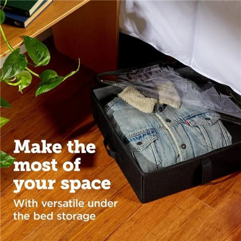 storageLAB Under Bed Storage Bins Clothes Organizer Set with Zipper Handles